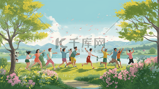 html网站插画图片_春游夏令营简约插画