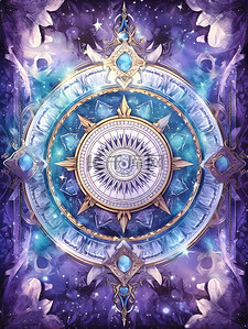 紫色塔罗牌神秘星月图案神圣