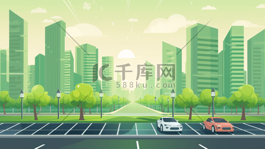 新能源logo插画图片_新能源汽车生态城市