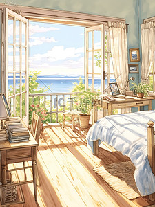 面朝大海的卧室漂亮风景房间6