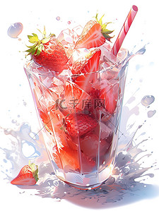一杯草莓奶昔溅上冰块9
