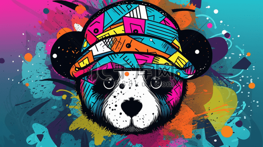 戴帽子帽子插画图片_戴着帽子的可爱的小熊猫