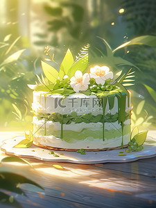 水果甜品插画图片_生日蛋糕抹茶美味蛋糕14