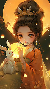小仙女插画图片_中秋节可爱嫦娥小仙女和兔子插画32