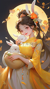 小仙女插画图片_中秋节可爱嫦娥小仙女和兔子插画22