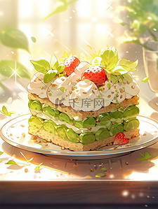 生日蛋糕的图标插画图片_生日蛋糕抹茶美味蛋糕16
