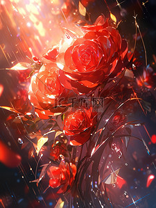 炫彩人物海报插画图片_红玫瑰美丽花朵炫彩发光梦幻5