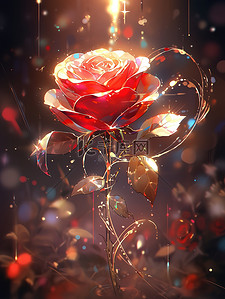炫彩时间框插画图片_红玫瑰美丽花朵炫彩发光梦幻17