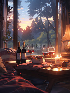 红酒logo插画图片_浪漫气氛红酒和酒杯10