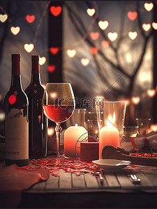 红酒logo插画图片_浪漫的情人节晚餐红酒和烛光13