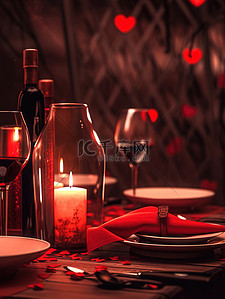 红酒logo插画图片_浪漫的情人节晚餐红酒和烛光9