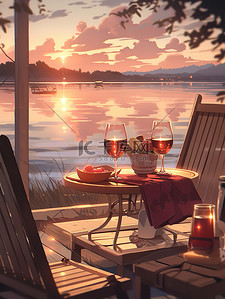 红酒插画图片_浪漫气氛红酒和酒杯19