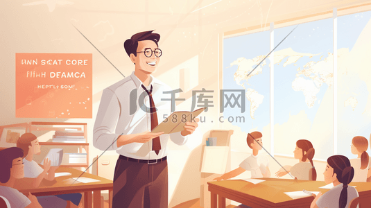 讲课的男老师教师节插画6