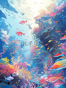 美丽的海底世界海洋生物插画7