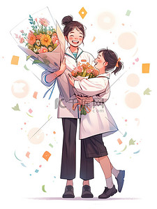 学生送花插画图片_一名学生在教师节送花17