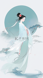 人物形象插画图片_新式淡雅中国风古风美女人物形象