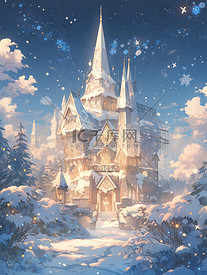 梦幻城堡雪花小屋冬季小雪大雪7