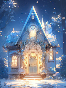 梦幻城堡雪花小屋冬季小雪大雪10