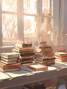 窗台上的书籍排列整齐有序18