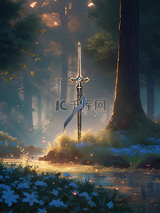 剑插画图片_梦幻森林宝剑主剑8