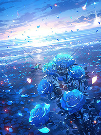 梦幻海边蓝色水晶玫瑰19