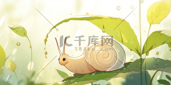 透明水彩插画卡通小蜗牛