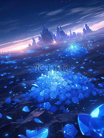 梦幻海边蓝色水晶玫瑰8