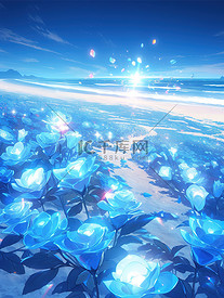 梦幻海边蓝色水晶玫瑰9