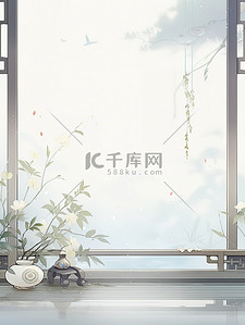 展架产品展示插画图片_家具设计中国传统风格插画1