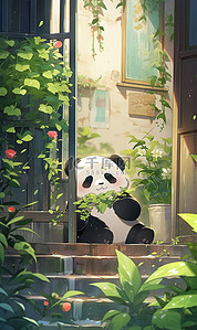 呆萌熊猫可爱插画