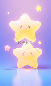 可爱黄色星星插画图片_卡通星星图标背景黄色可爱发光星星背景素材