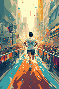 大连马拉松插画图片_马拉松跑步运动比赛竞技插画