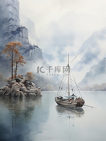 中国传统水墨轻舟过万重山18