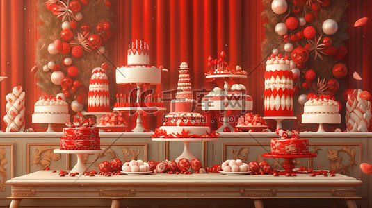 圣诞节蛋糕甜品红白色装饰2