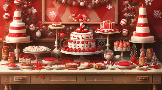 圣诞节蛋糕甜品红白色装饰17
