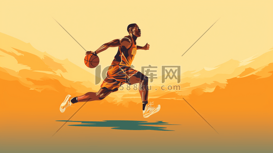 投篮机机插画图片_运球的篮球运动员卡通人物插画20