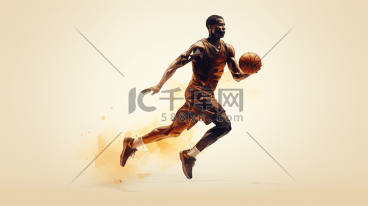 投篮机机插画图片_运球的篮球运动员卡通人物插画1