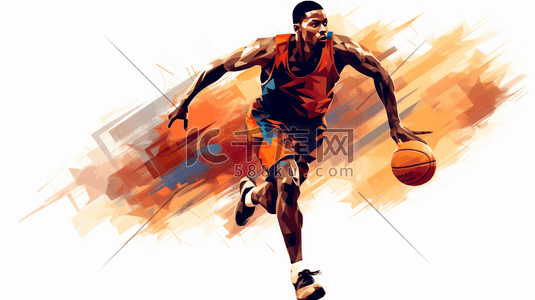 投篮机机插画图片_运球的篮球运动员卡通人物插画18