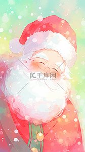 水彩手绘圣诞树插画图片_圣诞节卡通动漫梦幻水彩风手绘戴眼镜的圣诞老人