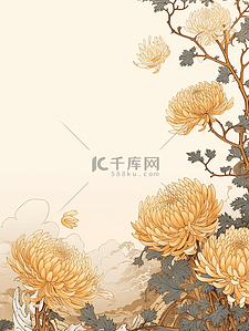 菊花祭祀插画图片_唯美菊花重阳节节日插画5