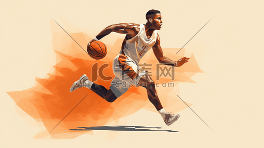 投篮机机插画图片_运球篮球运动员卡通插画4