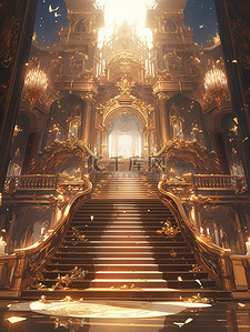 宏伟壮观建筑金色宫殿楼梯3