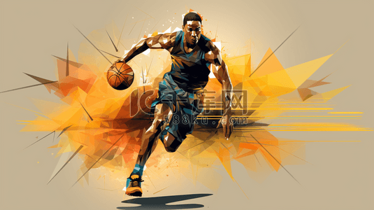投篮机机插画图片_运球篮球运动员卡通插画5