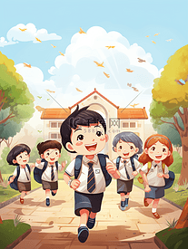 童年校园小学生卡通人物插画24