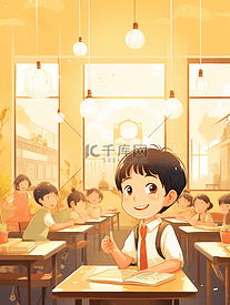 学校里的小学生卡通人物插画33