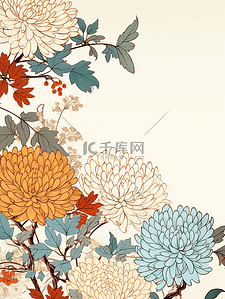 菊花祭祀插画图片_唯美菊花重阳节节日插画22