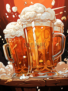 酒水卡通插画图片_桌子上的啤酒快乐气氛15
