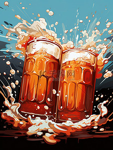酒水卡通插画图片_桌子上的啤酒快乐气氛17