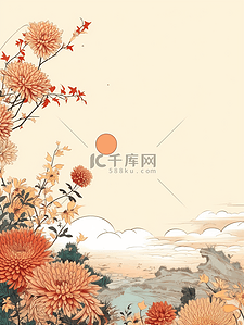 菊花祭祀插画图片_唯美菊花重阳节节日插画5