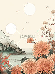 菊花祭祀插画图片_唯美菊花重阳节节日插画19